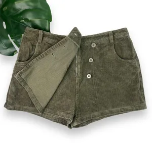 Lulus Cooler Days Corduroy Skort | Skirt in Olive Green thumbnail 5