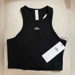 ALO Yoga NWT Aspire Tank Top Ribbed in Black Size M thumbnail 5