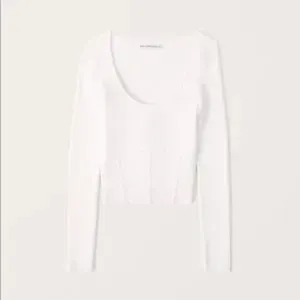 Abercrombie & Fitch Scoop Neck Long Sleeve Sweater Top White Small thumbnail 2
