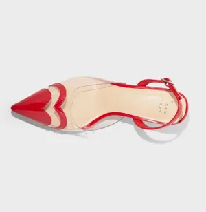 A New Day Red Clear Slingback Heels Kitten Heel Pointed Toe Valentine Y2K Size 6 thumbnail 2