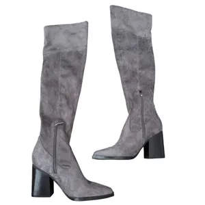 Marc Fisher LTD Grey Faux Suede Over The Knee Block Heel Boots Size 7M thumbnail 3
