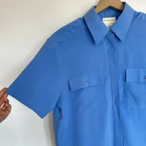 Vintage 100% Silk Short Sleeve Camp Shirt Christie & Jill Blouse Coastal Granny thumbnail 4