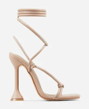Ego Fiat Faux Leather Lace Up Square‎ Toe Sculptured Heel in Nude Size 7 thumbnail 1