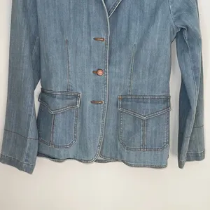 GAP Women's Denim Jean‎ Jacket Stretch Button Collared Long Sleeve Blue Small thumbnail 3