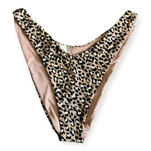 Aerie Womens leopard print high cut cheeky bikini swim bottom. thumbnail 1
