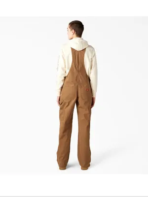 NWT DICKIES Women's Relaxed Fit Bib Overalls Duck Brown Pockets Medium thumbnail 3