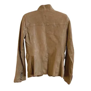 Gap Leather Jacket Women XS Tan Brown Dark Academia Mock Neck Button Blazer thumbnail 5