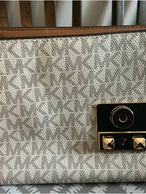 Michael Kors Laila Small Satchel Vanilla Acorn MK Logo Chain Crossbody thumbnail 6