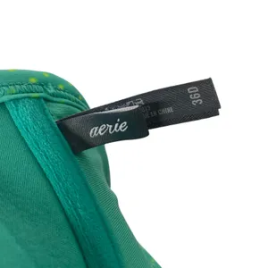 aerie Nina Polka Dot Ruffle Halter Padded Bikini Top 36D Green Retro Swimwear thumbnail 4