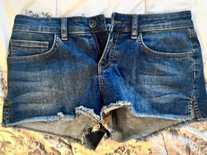 Vans Distressed Dark Blue Denim Cutoff Shorts - Women's thumbnail 1