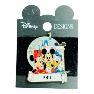 Disney Designs Mickey & Minnie Mouse Donald Duck “Phil” personalized metal pin thumbnail 1
