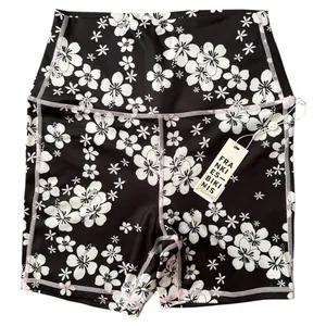 Frankies Bikinis Black Floral Print Bike Shorts Shorts, M thumbnail 3