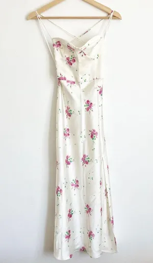 Zara Silky Satin Effect Open Back Print Maxi Dress thumbnail 4