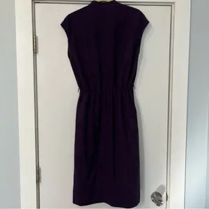 Vintage Purple Midi Dress stretch waist button front sleeveless thumbnail 8