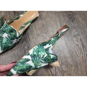 Schutz D’Ana Print Twisted Mule Palm Green White Slip On Point Toe Shoes 8.5B thumbnail 4