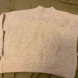 FRNCH Paris Cream Textured Heart Knit Crewneck Sweater Medium thumbnail 11