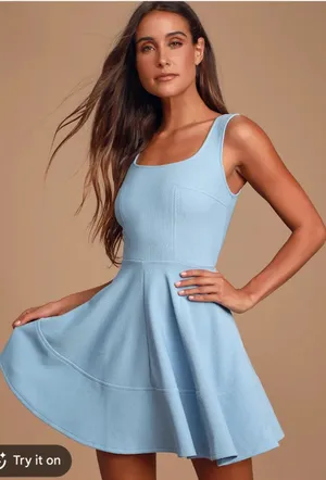 Lulu's Light Blue Scoop Neck Skater Dress thumbnail 1