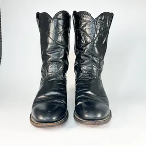 Justin Boots Original Roper Black Leather Western Cowboy Boots Women 6 thumbnail 2