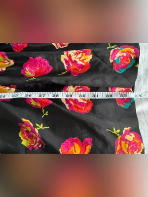 Betsey Johnson Black Floral Rose Print Dress Small 4 6 Pleated Blouson Waist thumbnail 10