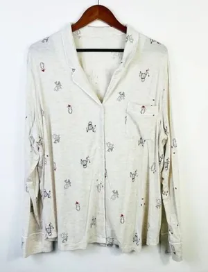 Gap Love Holiday‎ Owls Print Pajama Top Size XXL thumbnail 1
