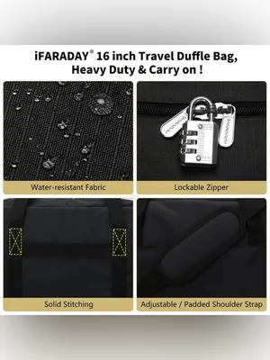 Black Travel Weekend Bag / Personal or Carry-On Bag thumbnail 6