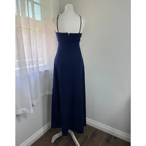 Vintage ‘80s Navy Blue Sleeveless Spaghetti Strap Maxi Dress thumbnail 6