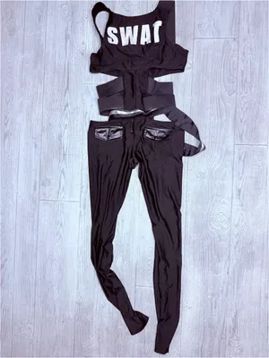Leg Avenue women’s one piece jumper swat Halloween costume with belt sm thumbnail 5