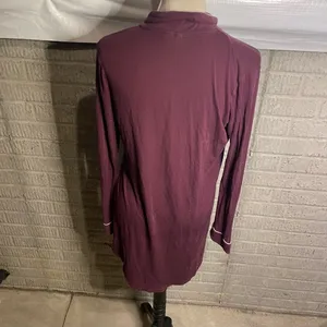 Nordstrom Womens Maroon Long Sleeve Button Down Nightshirt Dress‎ Size XS thumbnail 3