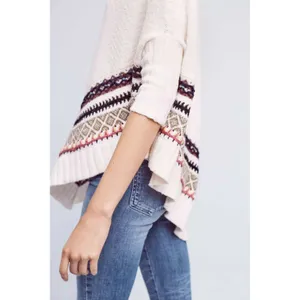 Anthropologie Sleeping on Snow Woodland Stroll Poncho Women ML Cream Good Boho thumbnail 8