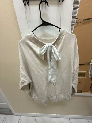 Aerie Cream Ribbed Neck Sweatshirt Size S thumbnail 4