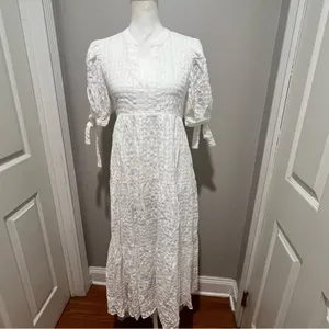 NWT English Factory GINGHAM TIERED MIDI DRESS white womens size medium oversized thumbnail 4