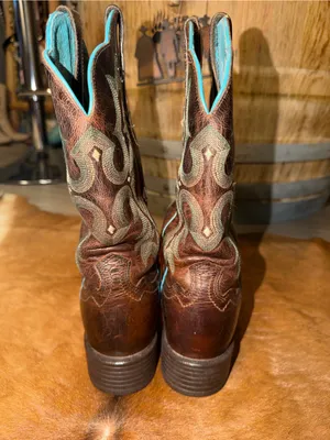 Ariat Tombstone Sassy Brown/Turquoise Stitch Square Toe Cowboy Boot 6 thumbnail 4