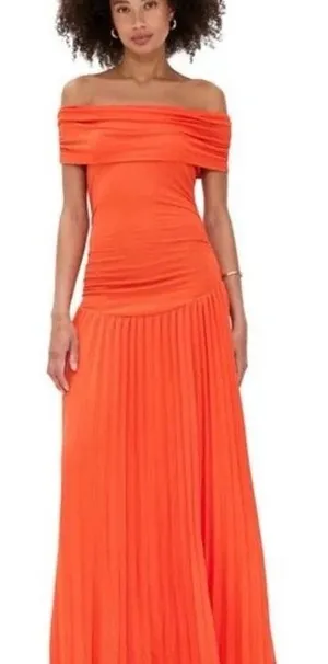 Lioness Field of Dreams Maxi Dress Women XS Orange Pleated Minimalist Bodycon thumbnail 1