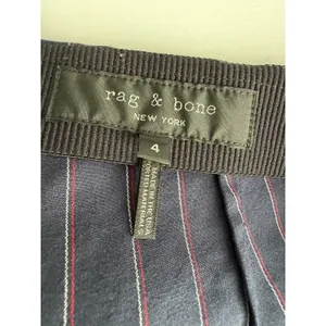 Rag & Bone Simone Cropped Side Snap Pants Women's Size 4 Navy Red Pinstripe thumbnail 5