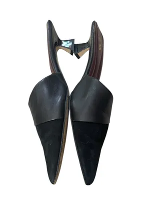 SARTO By Franco Sarto Black Patchwork Leather Suede Pointed Toe Mule Slides thumbnail 2