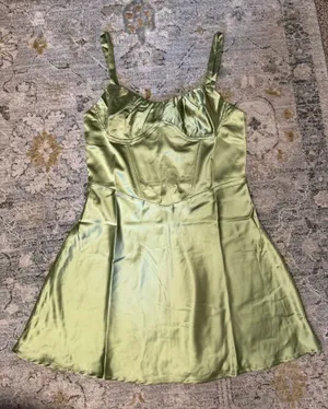 Sage Green Sky to Moon Mini Satin Dress thumbnail 1