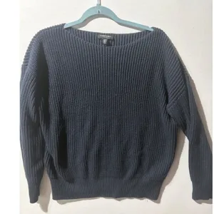 Kenneth Cole New York Women's Navy Blue Ribbed Boat Neck‎ Long Sleeve Sweater XL thumbnail 2