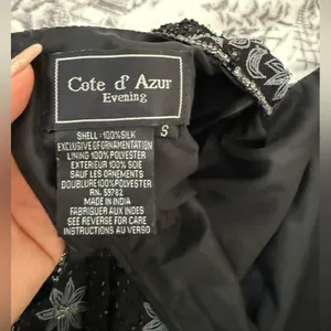 Vintage Cote d’Azur Black Beaded Top | Silk Floral Embroidery size small thumbnail 11