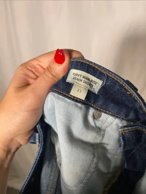 Madewell Womens Curvy High Rise Denim Shorts 31 Dark Wash thumbnail 5