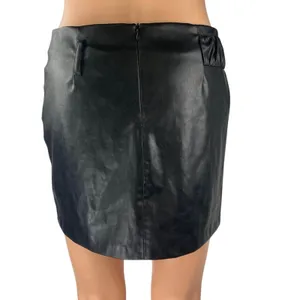 Zara Women's Black Faux Vegan Leather Zipper Mini Straight Pencil Skirt Size XS thumbnail 3