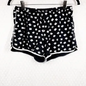 Madewell Black Cream Cat Print Shorts‎ Pajama Set thumbnail 3