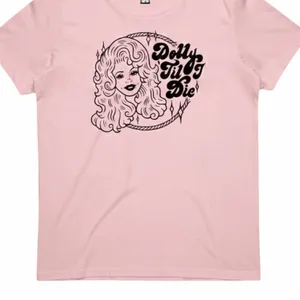Gildan Vintage Dolly Til I Die Graphic Tee Light Pink Country Western Unisex 2XL XXL thumbnail 1