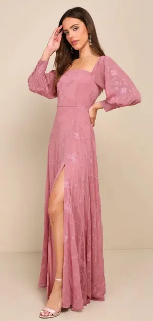 Feel the Romance Rose Embroidered Off-the-Shoulder Maxi Dress thumbnail 3