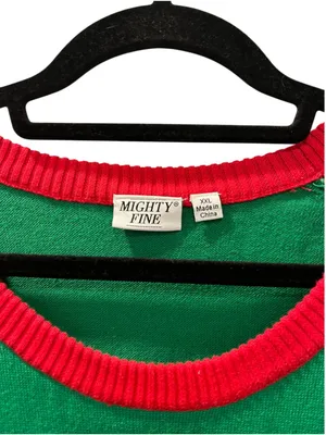 Mighty Fine You Better Sleigh Ugly Christmas Sweater Sassy Santa Green Stripe M thumbnail 3