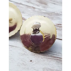Vintage Clip On Earrings Large Statement Gold Tone, Silver Tone, Metallic Purple thumbnail 6