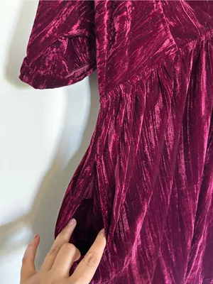 NWT‎ Natural Life Burgundy Crushed Velvet Short Sleeve Babydoll Mini Dress XS/S thumbnail 4