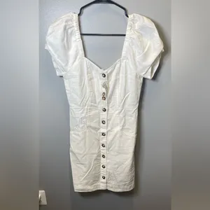 Madewell Women's NEW Linen Cotton Puff Sleeve Mini Dress Size 0‎ thumbnail 2