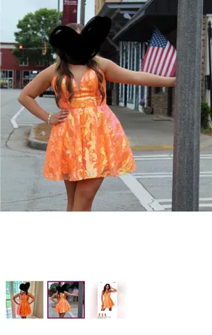Alyce Paris Orange Beaded HOCO Dress thumbnail 2