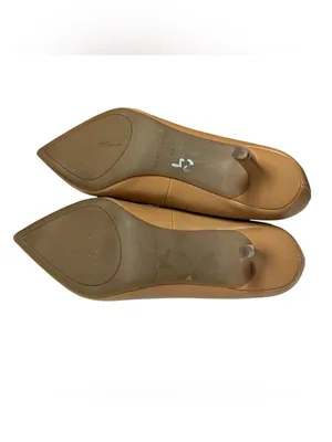 Marc Fisher light brown matte leather pointed toe slender kitten heel pumps thumbnail 9