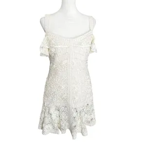 Alexis Linzi Ivory Lace Ruffle Mini Dress L Bridal Shower Bachelorette thumbnail 3